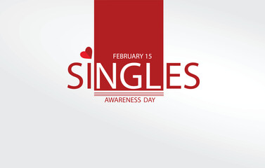 Vector illustration design for Singles Awareness Day featuring bold red and white typography with a modern layout
