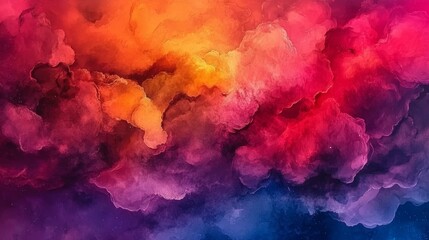 Fototapeta premium Vibrant abstract artwork in warm and cool tones. A blend of orange, red, purple, and blue creates a dynamic, dreamy atmosphere.