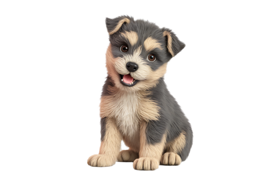 3D Puppy Dog Isolated on Transparent PNG Background
