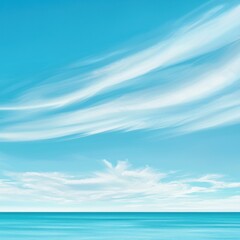 Serene Blue Sky and Calm Ocean View