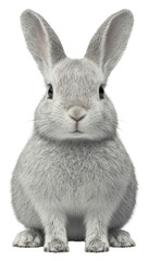 Obraz premium PNG Cute gray and white rabbit realistic animal bunny.