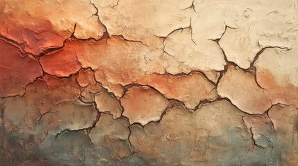 Fototapeta premium Textured abstract resembling cracked desert earth, with soft browns and muted reds