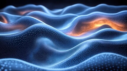 Fototapeta premium Futuristic Abstract Digital Waves Background with Glowing Blue Dots and Ambient Lighting