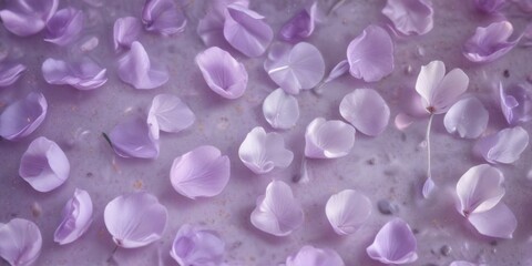 Obraz premium Lavender Petals Floating in a Serene, Pastel Purple Liquid, a Dreamlike Floral Arrangement of Delicate Blossoms