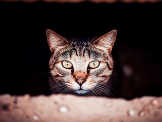 Dark cinematic photography of a cat