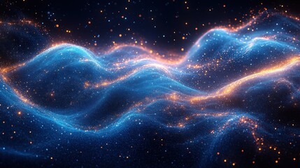 Obraz premium Abstract Digital Wave Background Flowing Light Particles Technology Art