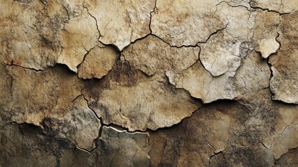 Obraz premium Textured abstract with intricate cracks and layered earthy tones resembling weathered stone