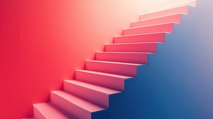 Fototapeta premium Layered Paper Staircase for Business Success, creative design featuring labeled steps symbolizing growth and achievement in a corporate environment
