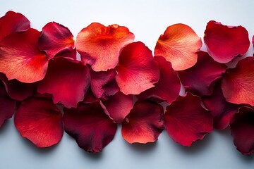 Romantic Red Rose Petals Scattered on a Light Background