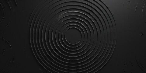 A solid black canvas featuring minimalistic, radiating concentric rings, Centered and harmonious design