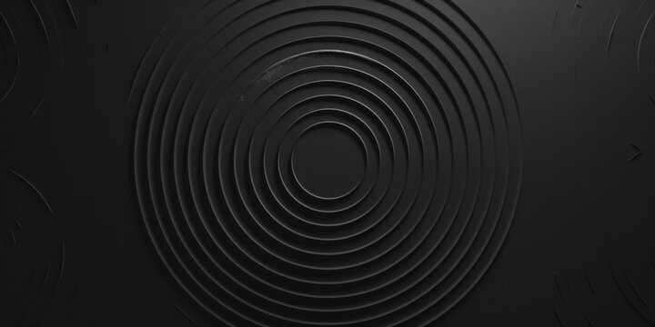 A solid black canvas featuring minimalistic, radiating concentric rings, Centered and harmonious design