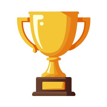 Trophy Cup with a Golden Finish and a Wooden Base, Isolated Vector Illustration for Awards, Achievements, and Competitions