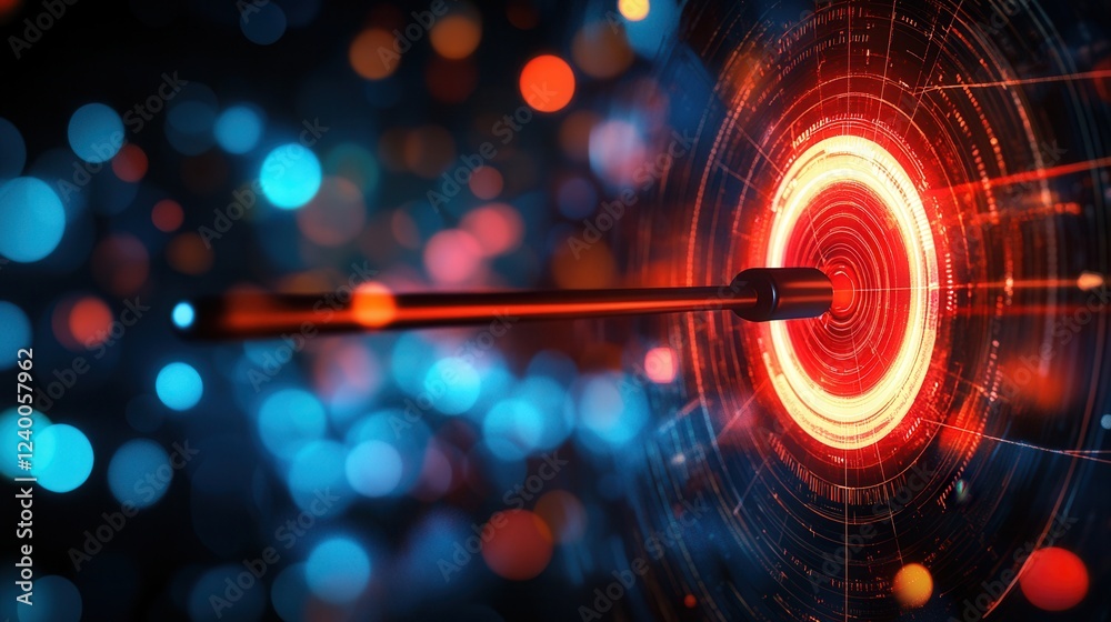 Poster dynamic digital visualization of a business target featuring advanced animations and sleek design el