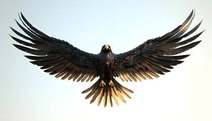 Fototapeta premium Majestic Black Eagle Soaring With Wings Spread Wide