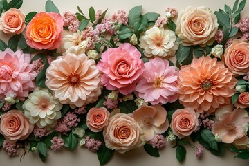 Floral Arrangement: A Symphony of Peach and Pink Blossoms