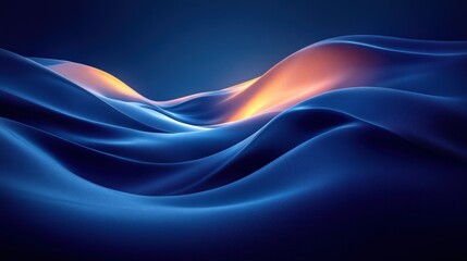 Obraz premium Abstract Deep Blue Dynamic Lines Minimalistic Geometry Digital Art Composition