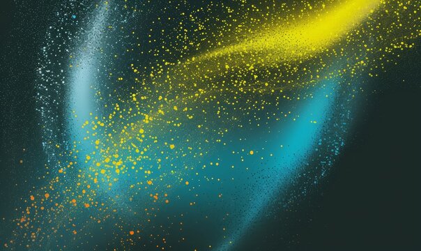 A colorful explosion of paint splatters in the air