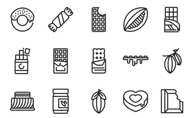 Chocolate icons set, outline style .vector. editable