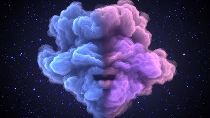 Abstract cosmic cloud formation in shades of blue and purple against a starry backdrop.  A mesmerizing celestial scene.
