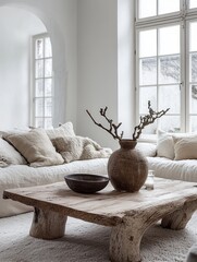 Rustic Living Room Decor With Wooden Coffee Table