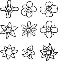 Set of skecth of flowers elements with simply style illustration. for your unique design