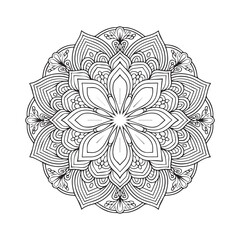 Mandala Design. Simple mandala design for coloring. Vector floral mandala. Geometric ornamental mandalas. Mandala flower art coloring pages.