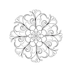 Mandala Design. Simple mandala design for coloring. Vector floral mandala. Geometric ornamental mandalas. Mandala flower art coloring pages.