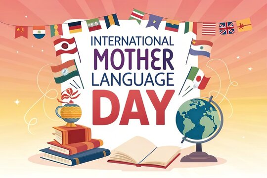 A vibrant poster for International Mother Language Day celebration.
