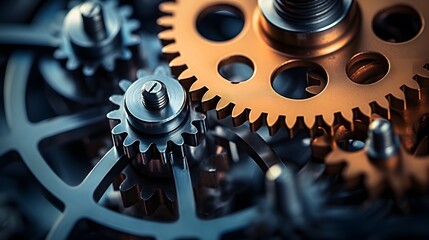 Conceptual image of gears and cogs symbolizing the planning and execution of strategies for business innovation and organizational success