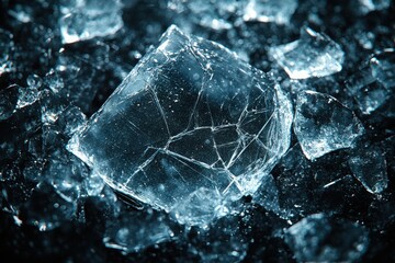 Obraz premium Shattered Glass Abstract Artwork on Black Background