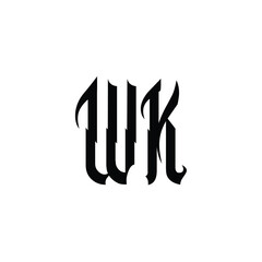 WK monogram logo design letter text name symbol monochrome logotype alphabet character simple logo