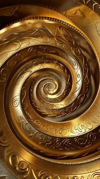 golden spiral animation: mesmerizing intricate pattern evolving in hypnotic rotational motion