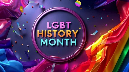 Vibrant lgbt history month celebration: colorful background, rainbow ribbons, and joyful confetti - Powered by Adobe