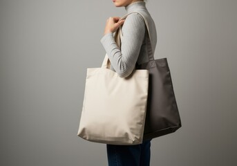 side view women carrying tote bags