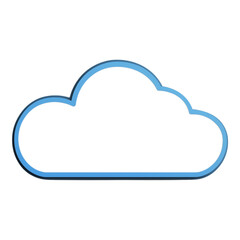 outline cloud icon with blue border, isolated on transparent background
