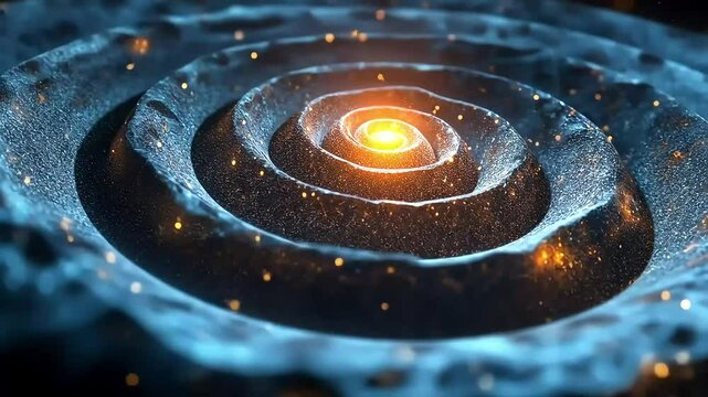 Mesmerizing spiral vortex animation with glowing particles and futuristic digital visuals