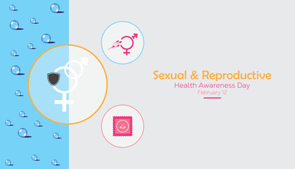 February is Sexual and Reproductive health awareness day. Vector template Design for banner, greeting card, poster, prints, social media post ,flyer , T shirt with background.