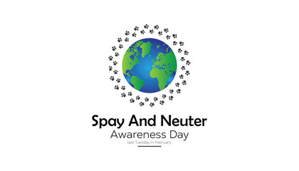 February is Spay and Neuter awareness day. Vector template Design for banner, greeting card, poster, prints, social media post ,flyer , T shirt with background.