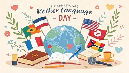 A vibrant illustration celebrating International Mother Language Day with colors.