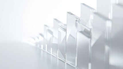 Abstract 3D glass graph with frost texture symbolizing financial growth, minimalistic design.
