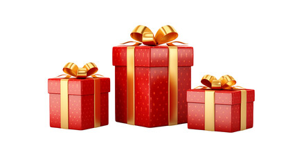 Red Gift Boxes with Golden Ribbons for Holiday