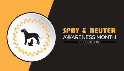 February is Spay and Neuter awareness Month. Vector template Design for banner, greeting card, poster, prints, social media post ,flyer , T shirt with background.