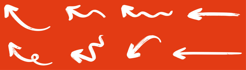 白いペンキブラシで書いたような矢印イラストセット