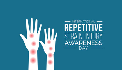 Fototapeta premium February is International Repetitive Strain Injury Awareness Day. Vector template Design for banner, greeting card, poster, prints, social media post ,flyer , T shirt with background.