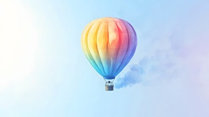 Fototapeta premium A Rainbow Hot Air Balloon Soaring Through The Sky