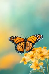 Fototapeta premium Vibrant Monarch Butterfly on Yellow Flower