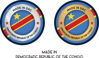 Made in Democratic Republic of the Congo. Premium labels, stickers, pointer, badge and symbol of Democratic Republic of the Congo flag icon. Collection vector illustration