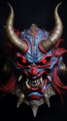 Obraz premium 角の生えた怒る悪魔の造形顔,Generative AI AI画像