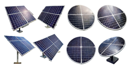 Various Solar Panels Featuring Different Designs and Layouts, isolated on transparent background