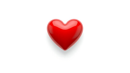 Fototapeta premium A simple 3D render of a red heart icon with a smooth, glossy finish, placed on a plain white background. The icon represents love and care.